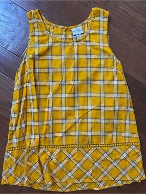 St John's Bay Women M Gold Plaid Woven Sleeveless Blouse Top